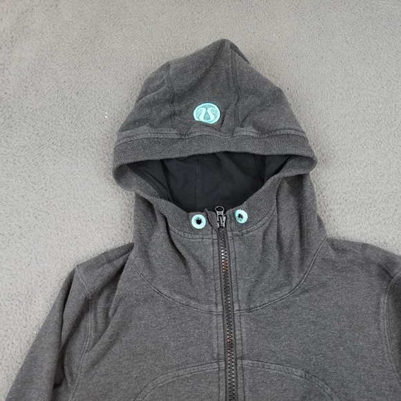 Lululemon Hoodie Womens 12 Gray Full Zip Scuba Stretch Sweatshirt Jacket Yoga - Picture 4 of 10